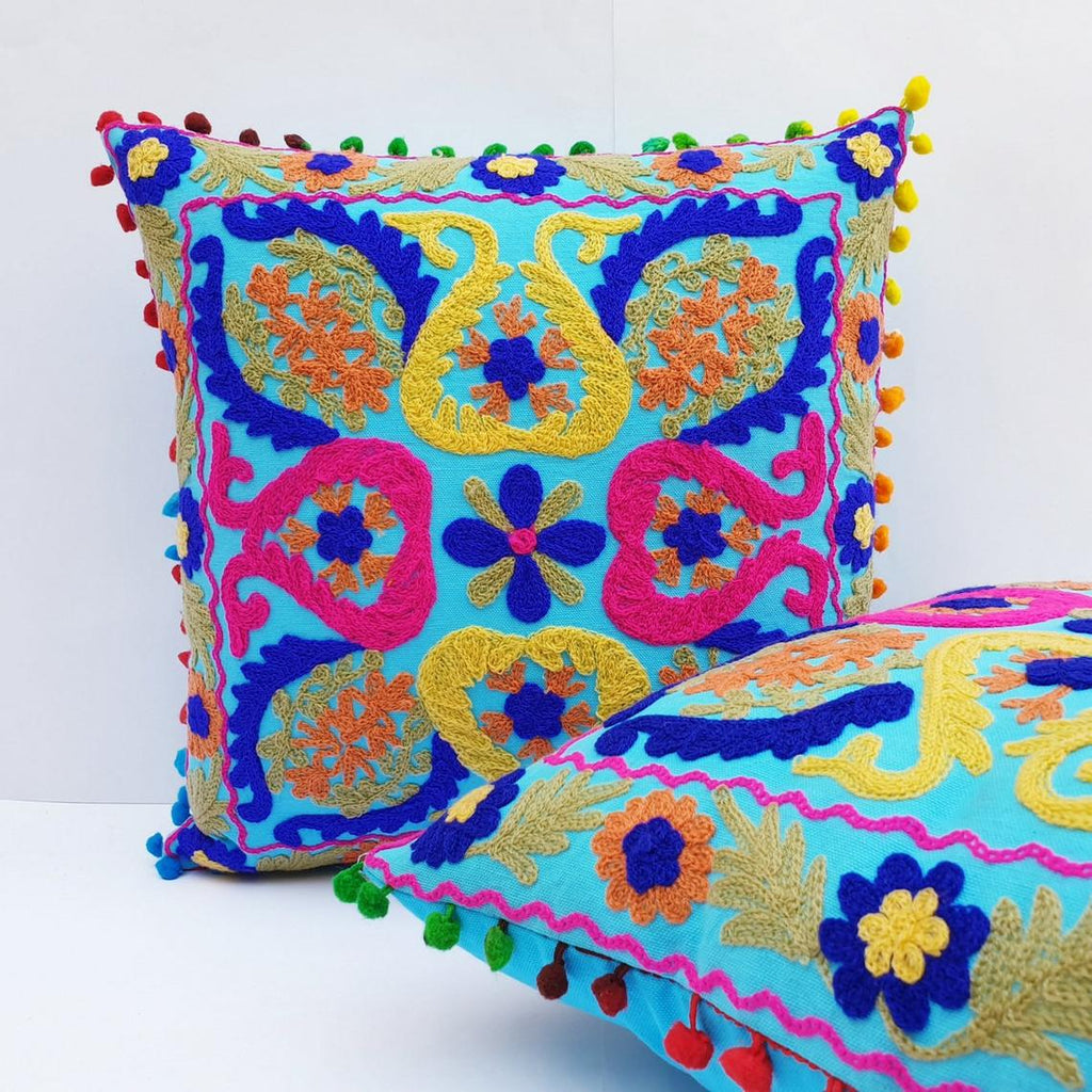 Indian Handmade Cushion Cover Cotton Sofa Decorative Cushion Pillow Cover Cushion Case 16" X 16" Inch