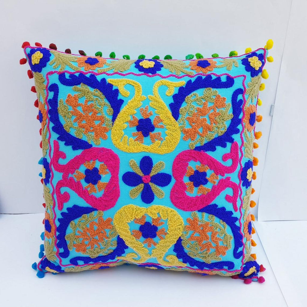 Indian Handmade Cushion Cover Cotton Sofa Decorative Cushion Pillow Cover Cushion Case 16" X 16" Inch