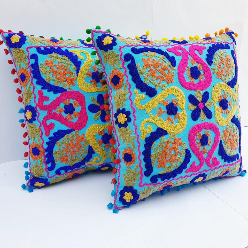 Indian Handmade Cushion Cover Cotton Sofa Decorative Cushion Pillow Cover Cushion Case 16" X 16" Inch